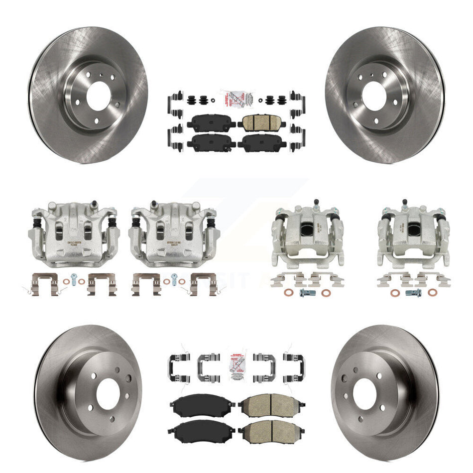 Front Rear Brake Caliper Rotors & Ameribrakes Pad Kit (10Pc) For 2008-2012 INFINITI EX35 KC8-101902N