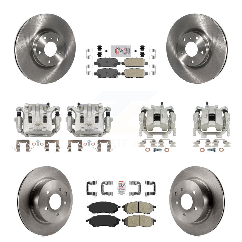 Front Rear Brake Caliper Rotors & Ameribrakes Pad Kit (10Pc) For 2008-2012 INFINITI EX35 KC8-101904N