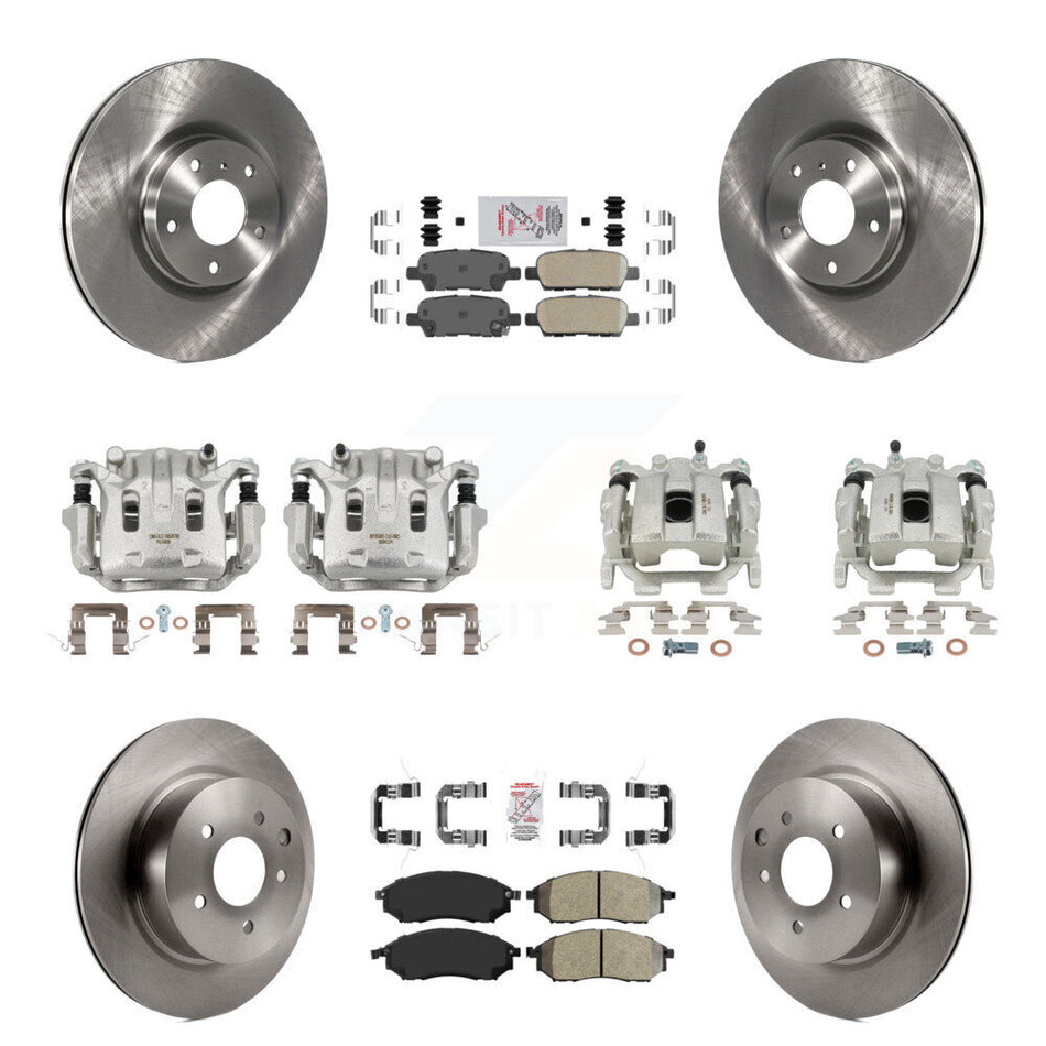 Front Rear Brake Caliper Rotors & Ameribrakes Pad Kit (10Pc) For 2008-2012 INFINITI EX35 KC8-101904N