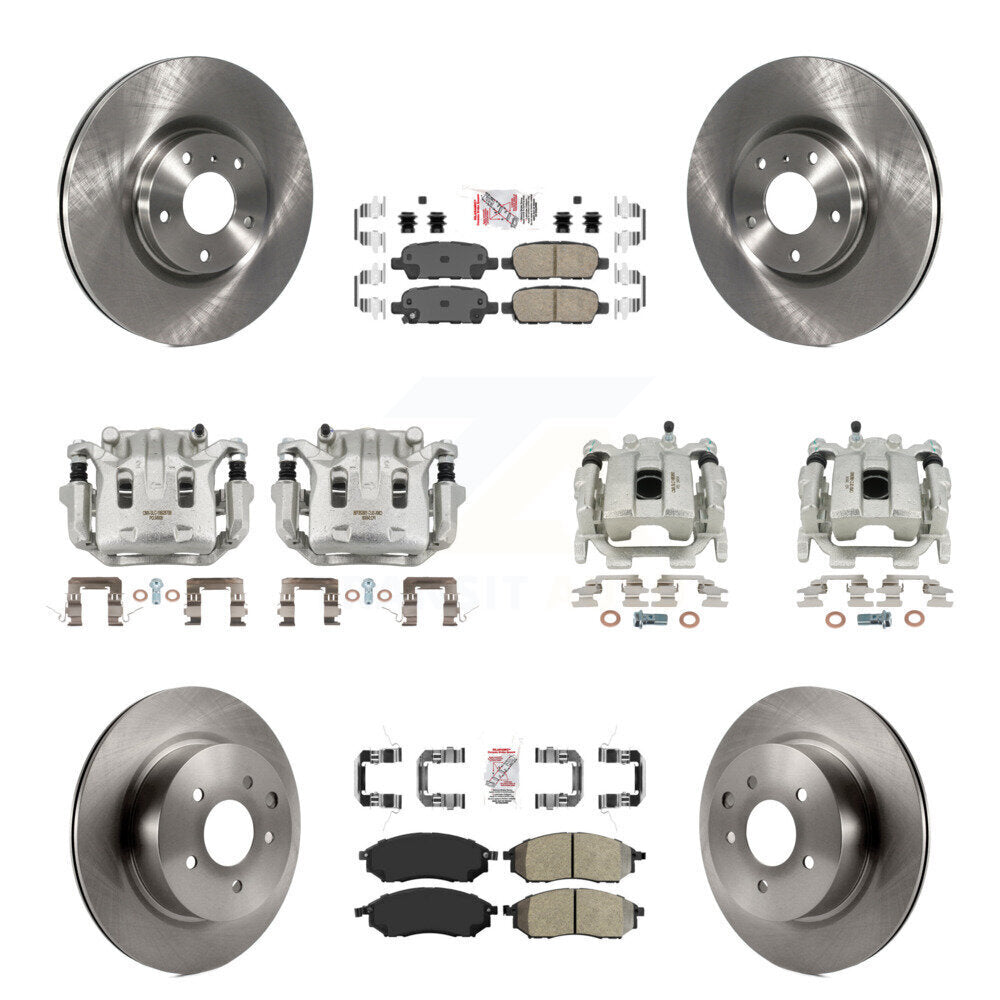 Front Rear Brake Caliper Rotors & Ameribrakes Pad Kit (10Pc) For 2008-2009 INFINITI EX35 KC8-101909N