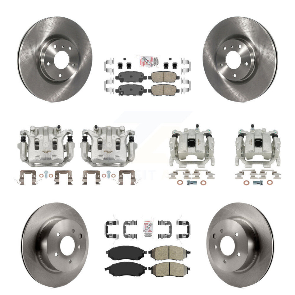 Front Rear Brake Caliper Rotors & Ameribrakes Pad Kit (10Pc) For 2008-2009 INFINITI EX35 KC8-101909N