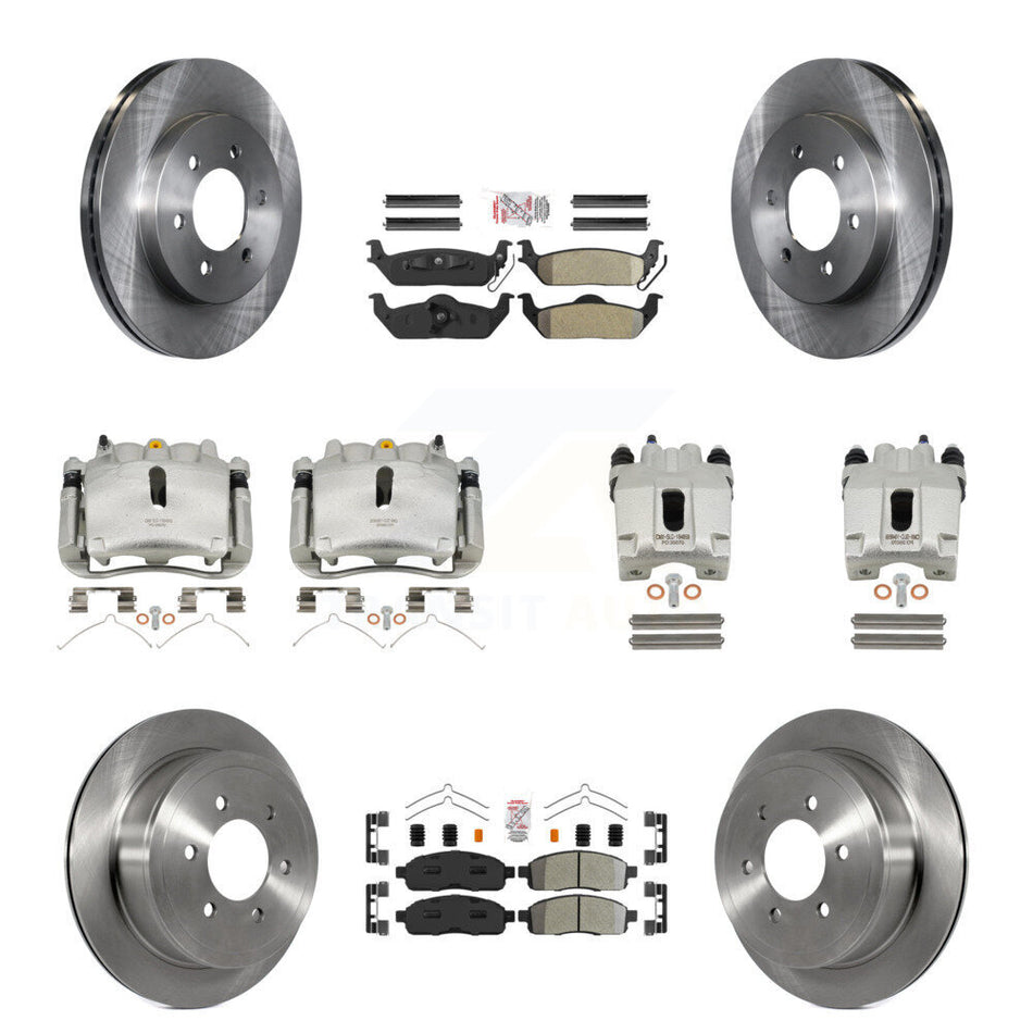 Front Rear Disc Brake Caliper Rotors And Semi-Metallic Pads Kit (10Pc) For Ford F-150 Lincoln Mark LT 4WD KC8-101918N