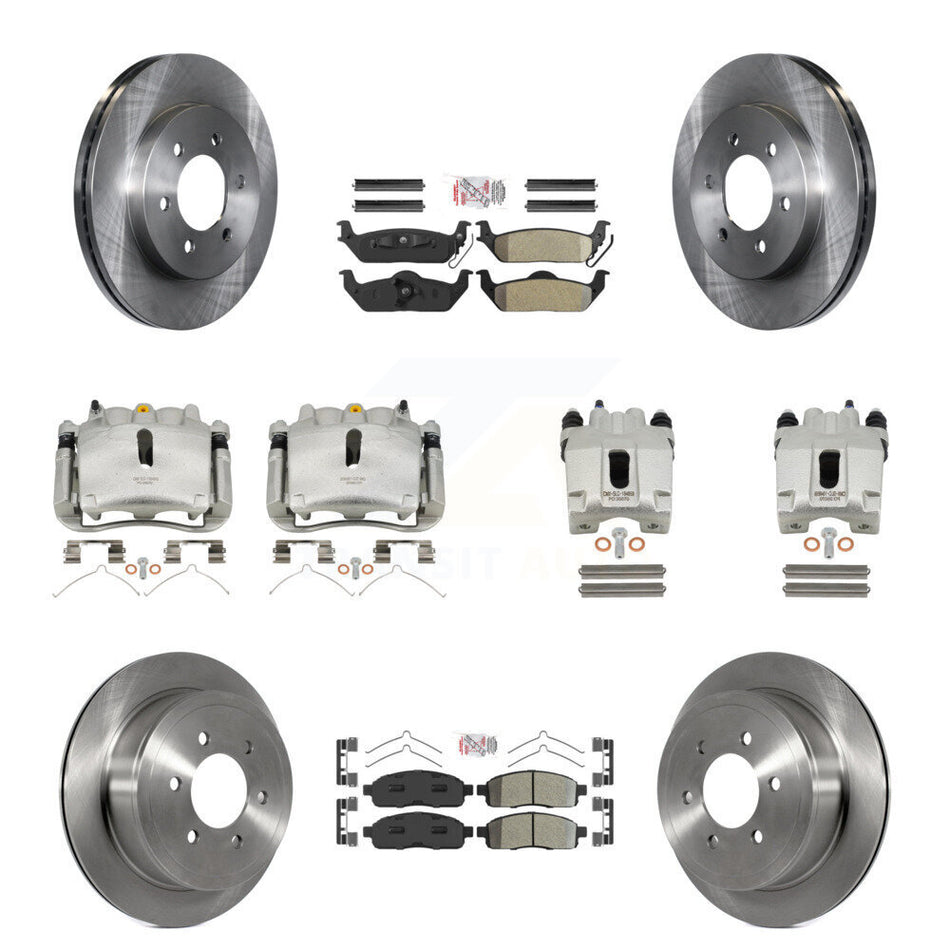 Front Rear Disc Brake Caliper Rotors And Semi-Metallic Pads Kit (10Pc) For Ford F-150 Lincoln Mark LT 4WD KC8-101919N