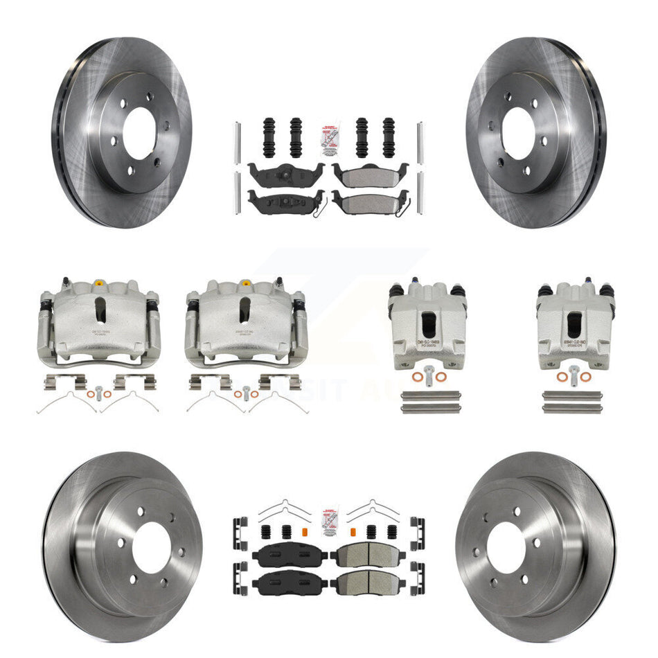 Front Rear Disc Brake Caliper Rotors And Semi-Metallic Pads Kit (10Pc) For Ford F-150 Lincoln Mark LT 4WD KC8-101920N