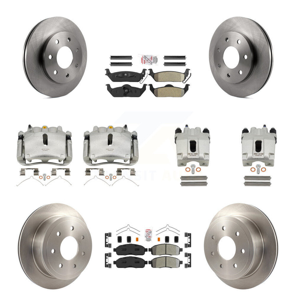 Front Rear Disc Brake Caliper Rotors And Semi-Metallic Pads Kit (10Pc) For Ford F-150 Lincoln Mark LT 4WD KC8-101922N