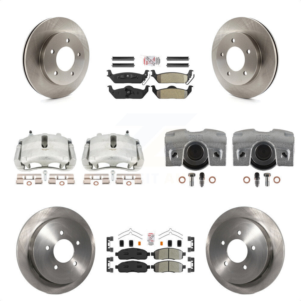 Front Rear Disc Brake Caliper Rotors And Semi-Metallic Pads Kit (10Pc) For 2004 Ford F-150 4WD With 5 Lug Wheels 11th Digit Of Vin Is C KC8-101926N by Transit Auto