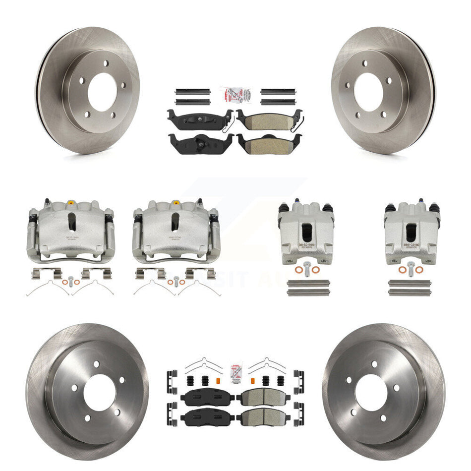 Front Rear Disc Brake Caliper Rotors And Semi-Metallic Pads Kit (10Pc) For 2004 Ford F-150 4WD With 5 Lug Wheels 11th Digit Of Vin Is C KC8-101926N