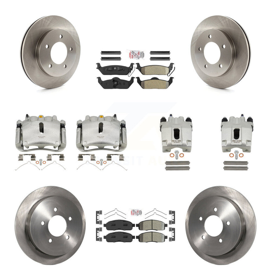 Front Rear Disc Brake Caliper Rotors And Semi-Metallic Pads Kit (10Pc) For 2004 Ford F-150 4WD With 5 Lug Wheels 11th Digit Of Vin Is C KC8-101927N