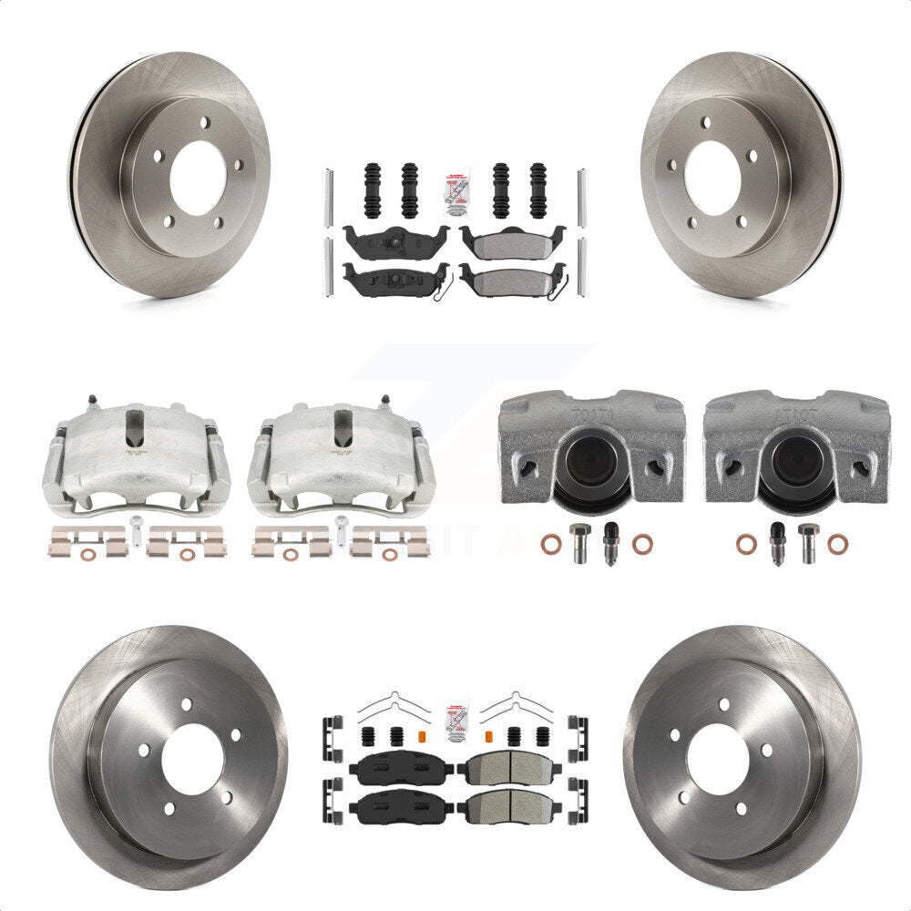 Front Rear Disc Brake Caliper Rotors And Semi-Metallic Pads Kit (10Pc) For 2004 Ford F-150 4WD With 5 Lug Wheels 11th Digit Of Vin Is C KC8-101928N by Transit Auto