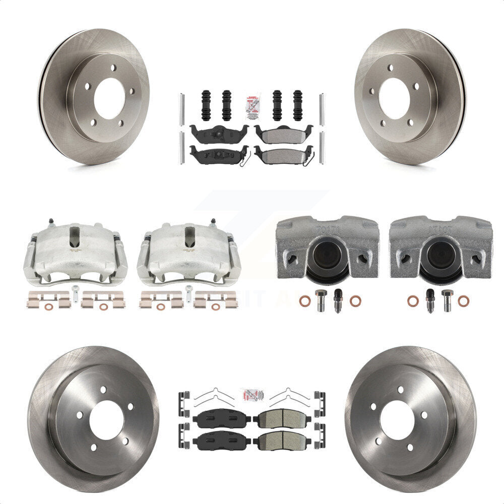 Front Rear Disc Brake Caliper Rotors And Semi-Metallic Pads Kit (10Pc) For 2004 Ford F-150 4WD With 5 Lug Wheels 11th Digit Of Vin Is C KC8-101929N by Transit Auto