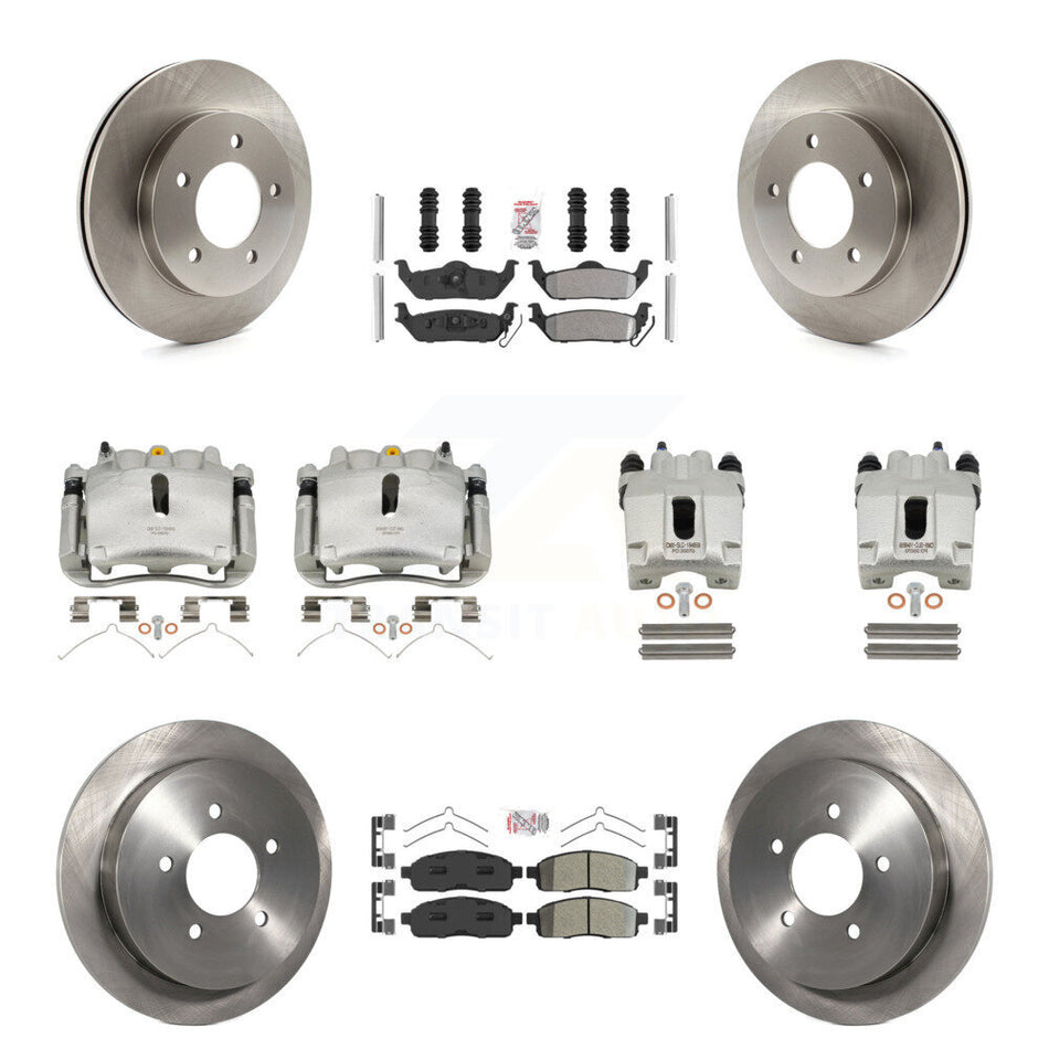 Front Rear Disc Brake Caliper Rotors And Semi-Metallic Pads Kit (10Pc) For 2004 Ford F-150 4WD With 5 Lug Wheels 11th Digit Of Vin Is C KC8-101929N