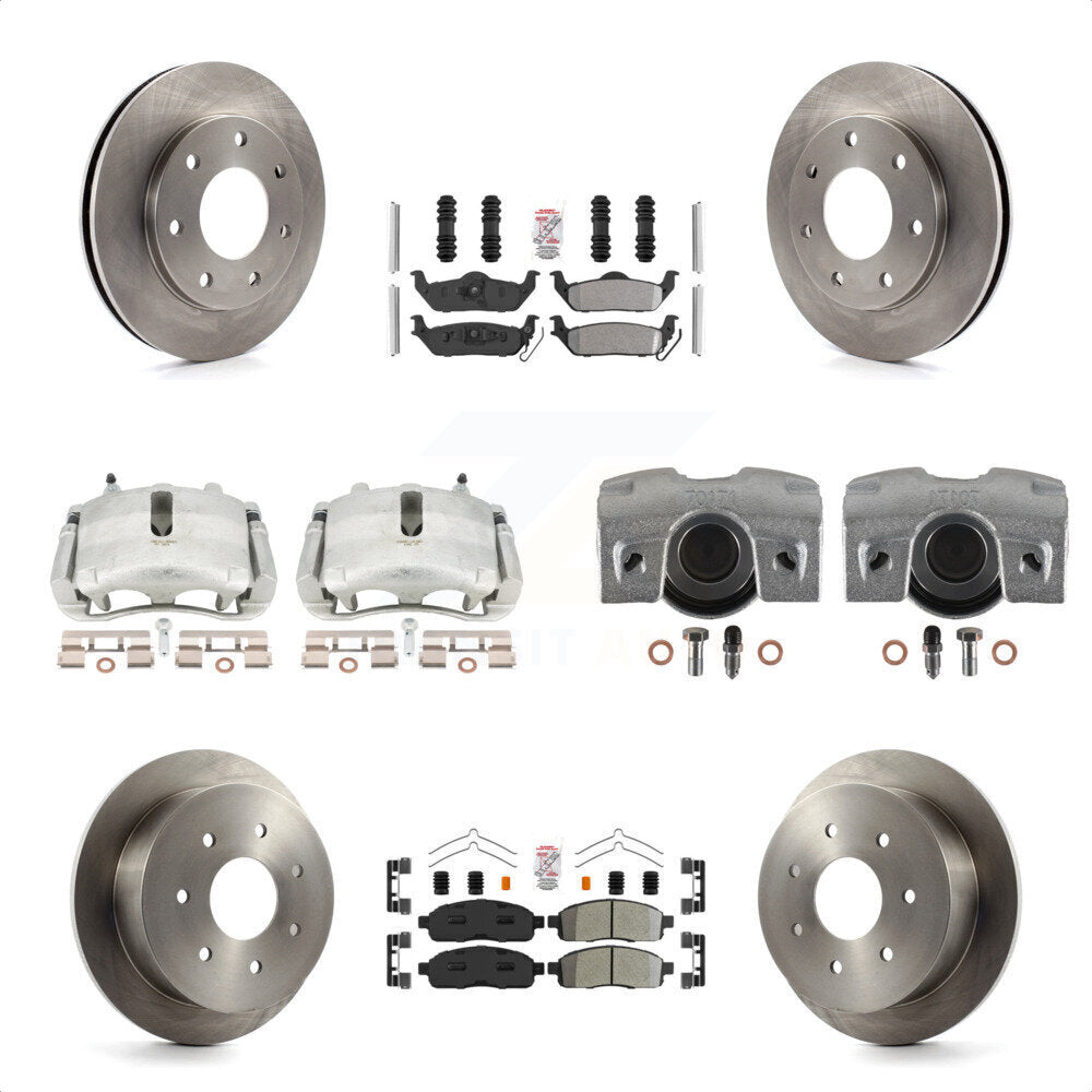 Front Rear Disc Brake Caliper Rotors And Semi-Metallic Pads Kit (10Pc) For 2004 Ford F-150 4WD With 7 Lug Wheels 11th Digit Of Vin Is C KC8-101932N by Transit Auto