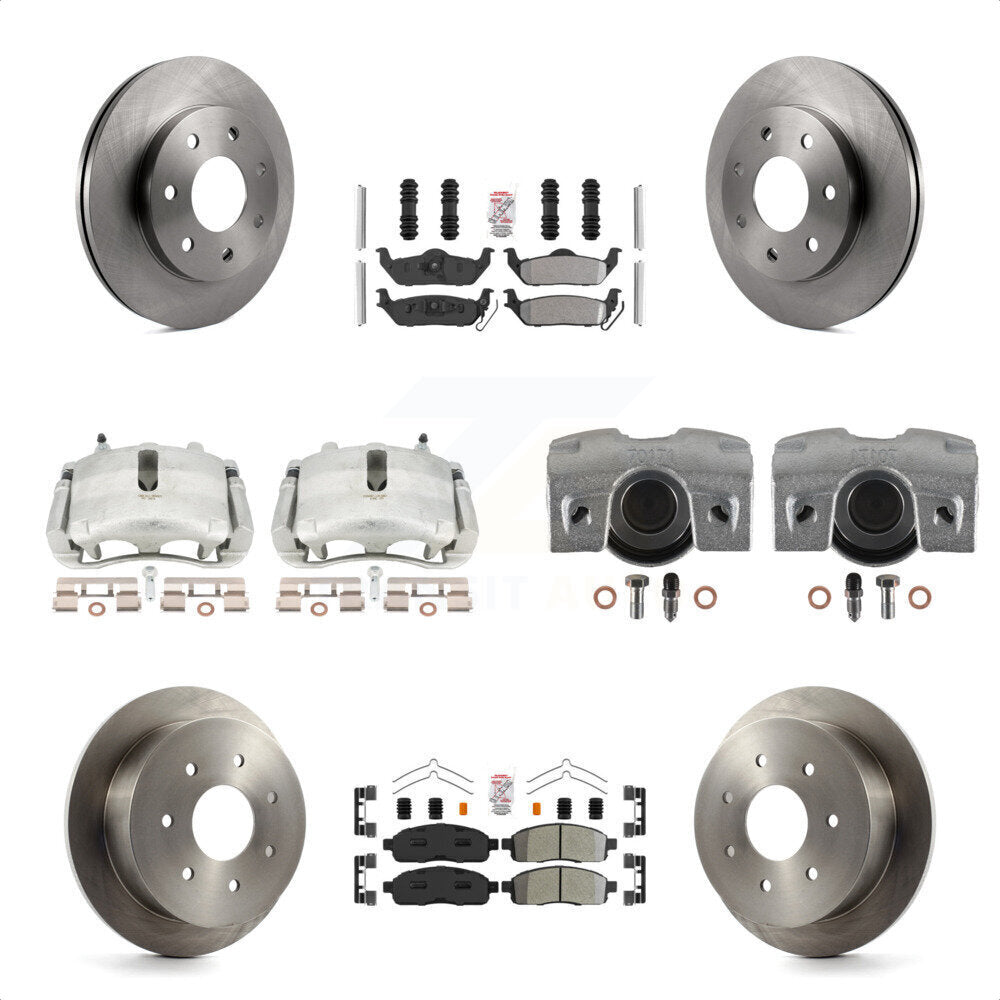 Front Rear Disc Brake Caliper Rotors And Semi-Metallic Pads Kit (10Pc) For 2004 Ford F-150 4WD With 7 Lug Wheels 11th Digit Of Vin Is K N or F KC8-101936N by Transit Auto