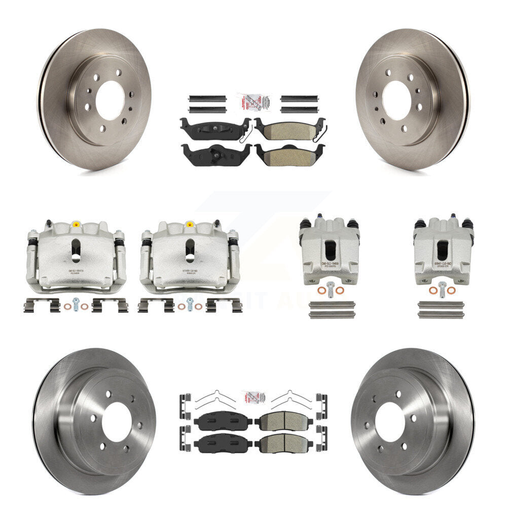 Front Rear Disc Brake Caliper Rotors And Semi-Metallic Pads Kit (10Pc) For Ford F-150 KC8-101939N