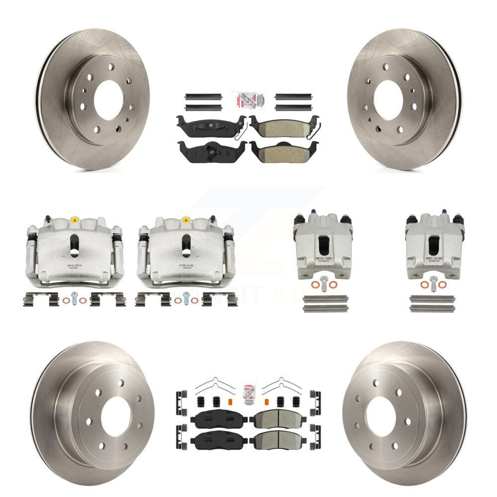 Front Rear Disc Brake Caliper Rotors And Semi-Metallic Pads Kit (10Pc) For Ford F-150 KC8-101942N