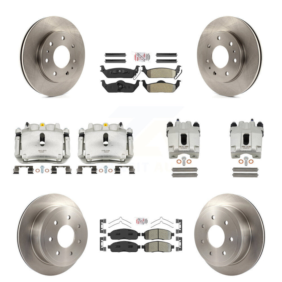 Front Rear Disc Brake Caliper Rotors And Semi-Metallic Pads Kit (10Pc) For Ford F-150 KC8-101943N