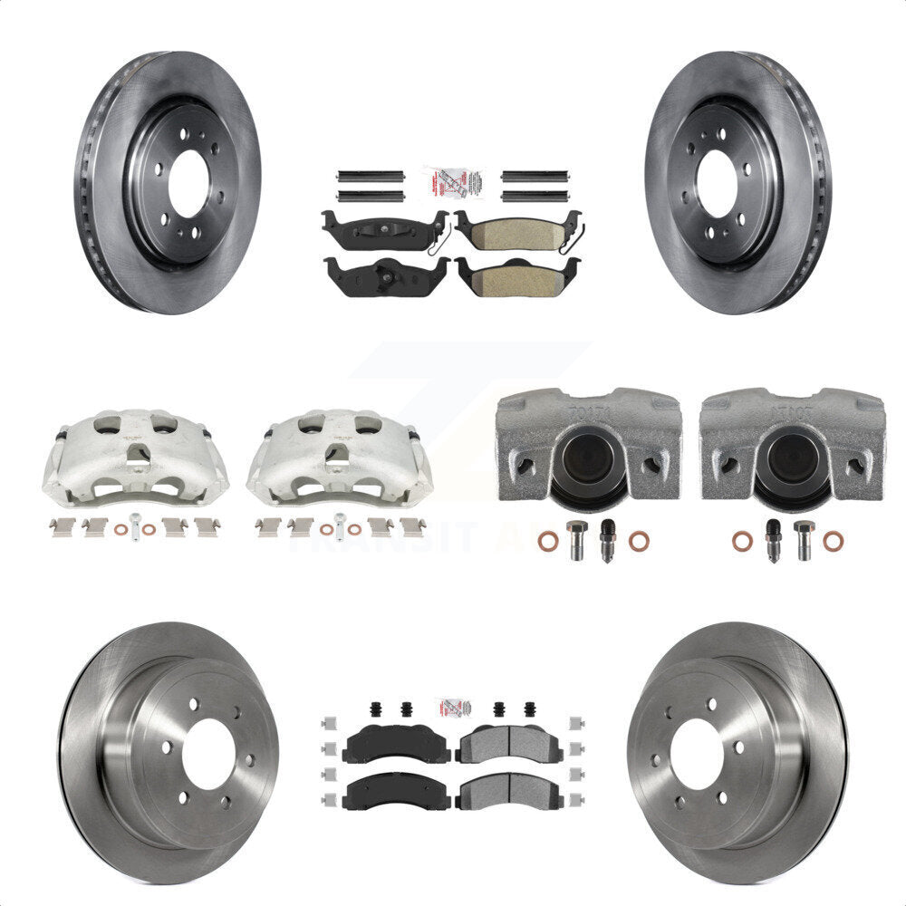 Front Rear Disc Brake Caliper Rotors And Semi-Metallic Pads Kit (10Pc) For 2010-2011 Ford F-150 With 6 Lug Wheels KC8-101946N by Transit Auto