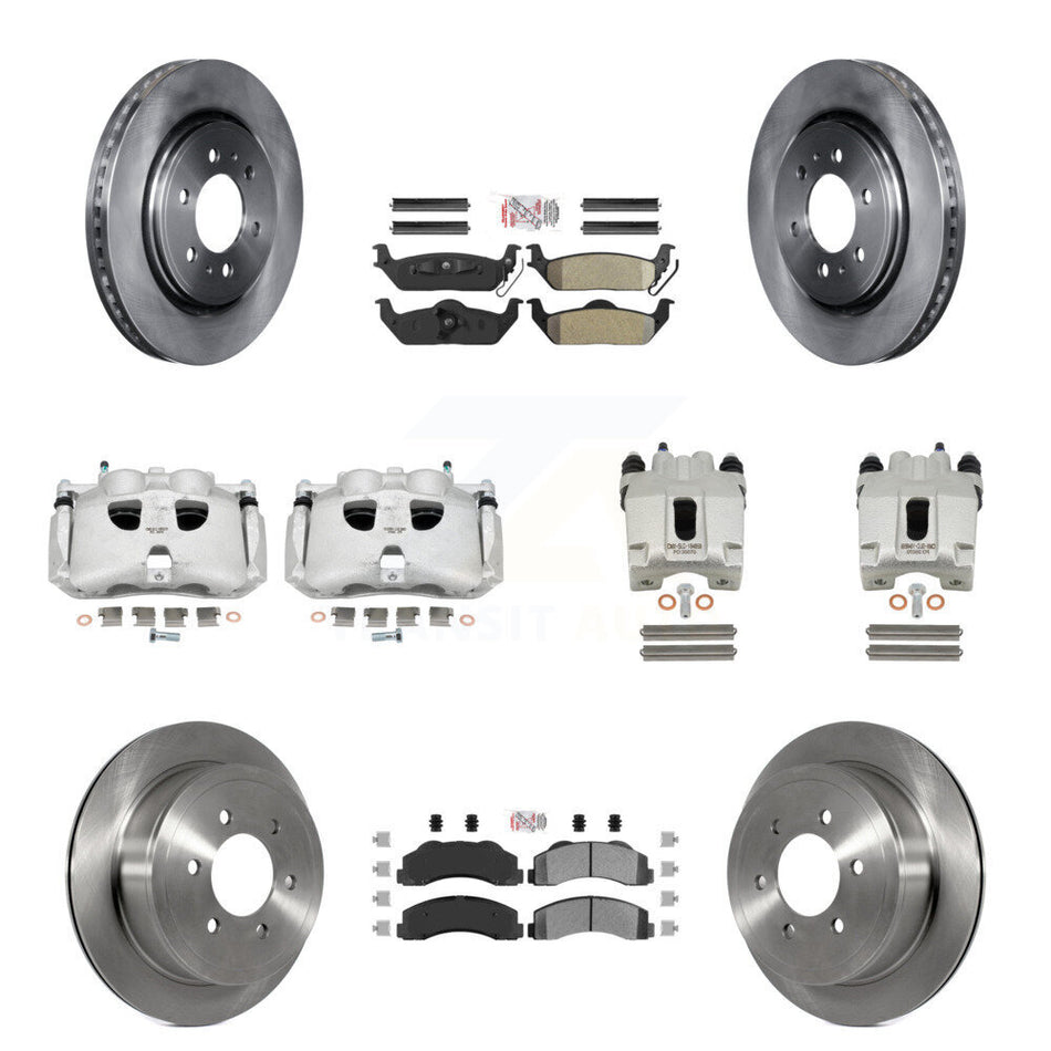 Front Rear Disc Brake Caliper Rotors And Semi-Metallic Pads Kit (10Pc) For 2010-2011 Ford F-150 With 6 Lug Wheels KC8-101946N
