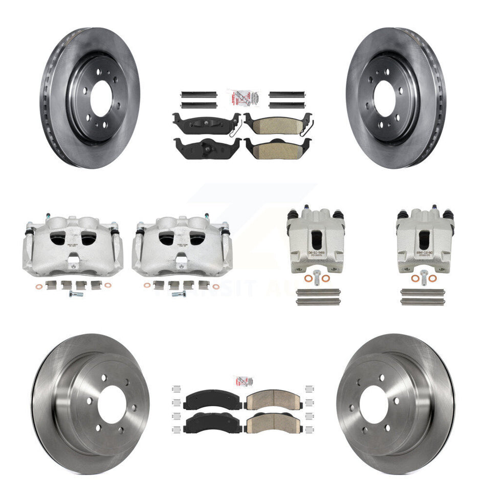 Front Rear Disc Brake Caliper Rotors And PADSMATERIAL Pads Kit (10Pc) For 2010-2011 Ford F-150 With 6 Lug Wheels KC8-101947N