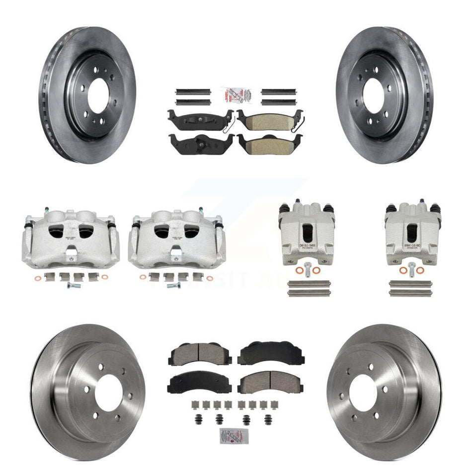 Front Rear Disc Brake Caliper Rotors And Semi-Metallic Pads Kit (10Pc) For 2010-2011 Ford F-150 With 6 Lug Wheels KC8-101948N