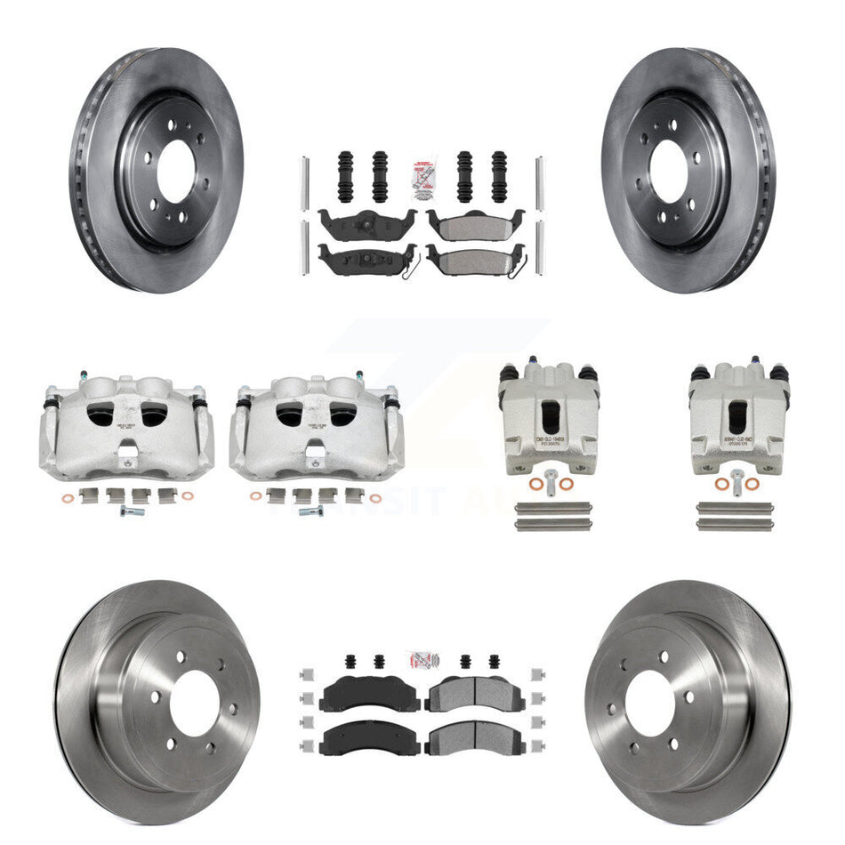 Front Rear Disc Brake Caliper Rotors And Semi-Metallic Pads Kit (10Pc) For 2010-2011 Ford F-150 With 6 Lug Wheels KC8-101949N