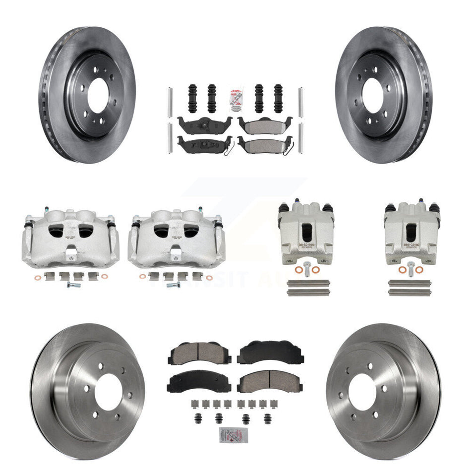 Front Rear Disc Brake Caliper Rotors And Semi-Metallic Pads Kit (10Pc) For 2010-2011 Ford F-150 With 6 Lug Wheels KC8-101951N
