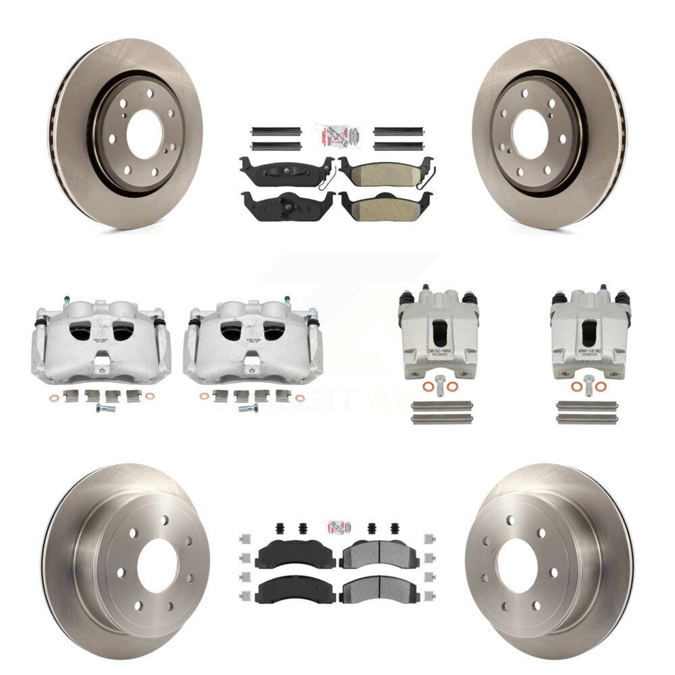 Front Rear Disc Brake Caliper Rotors And Semi-Metallic Pads Kit (10Pc) For 2010-2011 Ford F-150 With 7 Lug Wheels KC8-101952N