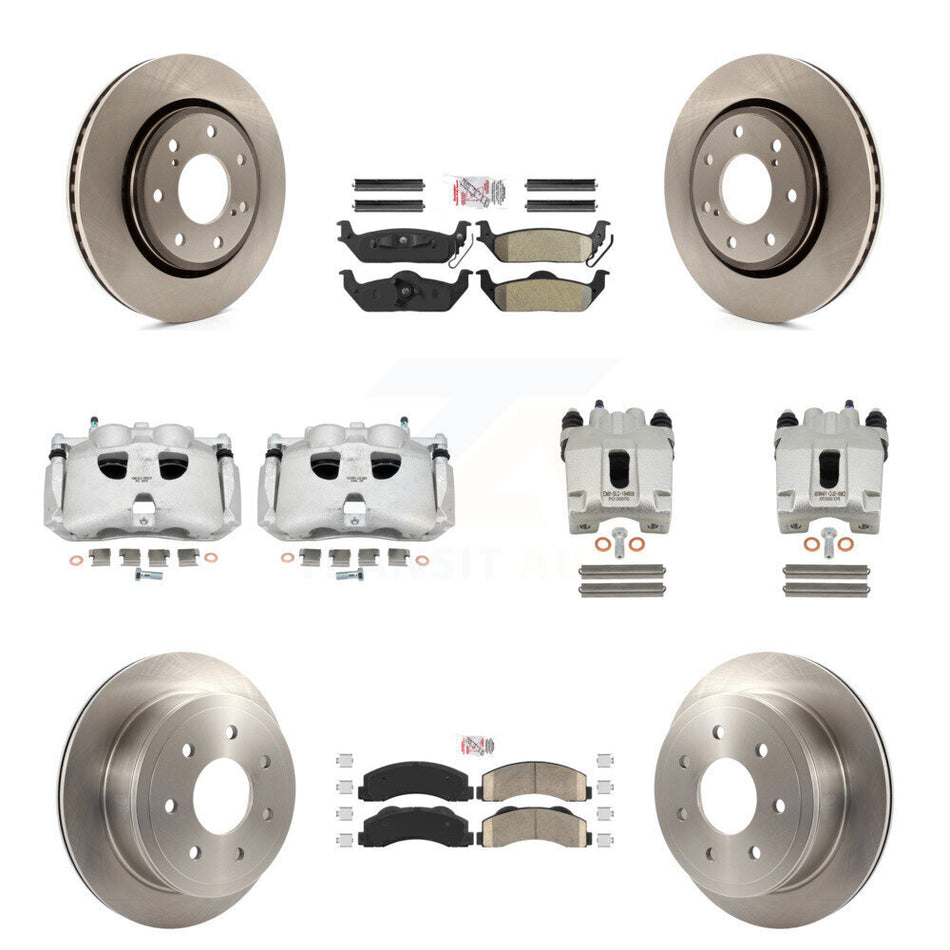 Front Rear Disc Brake Caliper Rotors And PADSMATERIAL Pads Kit (10Pc) For 2010-2011 Ford F-150 With 7 Lug Wheels KC8-101953N