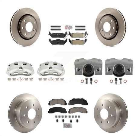 Front Rear Disc Brake Caliper Rotors And Semi-Metallic Pads Kit (10Pc) For 2010-2011 Ford F-150 With 7 Lug Wheels KC8-101954N by Transit Auto