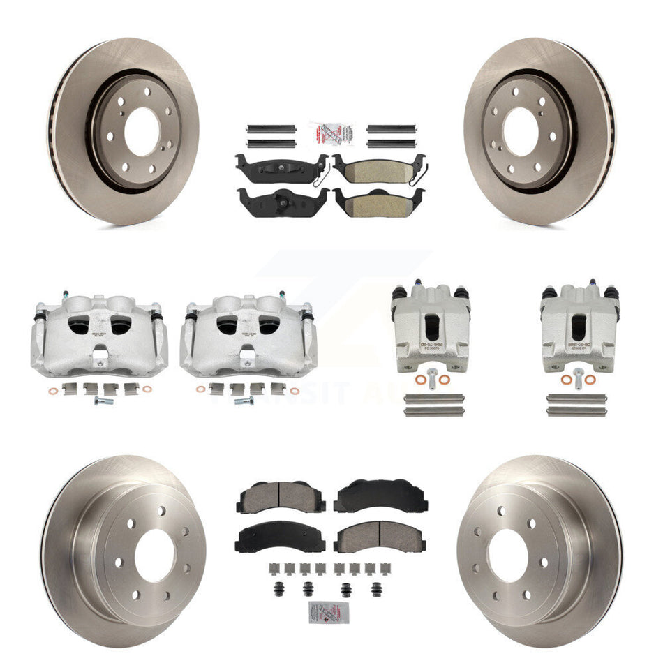 Front Rear Disc Brake Caliper Rotors And Semi-Metallic Pads Kit (10Pc) For 2010-2011 Ford F-150 With 7 Lug Wheels KC8-101954N
