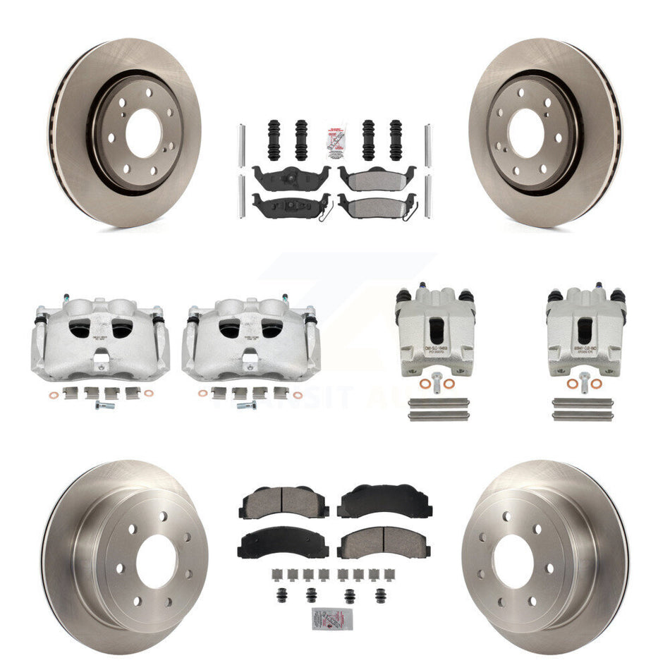 Front Rear Disc Brake Caliper Rotors And Semi-Metallic Pads Kit (10Pc) For 2010-2011 Ford F-150 With 7 Lug Wheels KC8-101957N