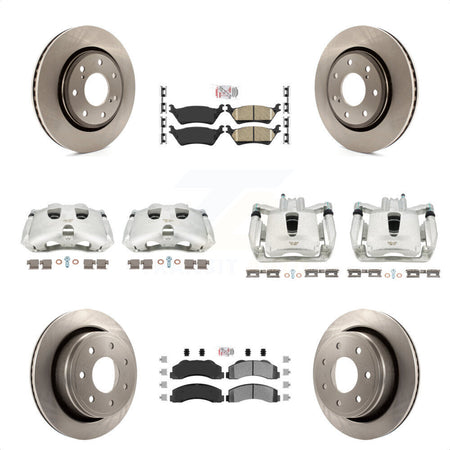 Front Rear Disc Brake Caliper Rotors And PADSMATERIAL Pads Kit (10Pc) For 2012-2014 Ford F-150 With 7 Lug Wheels KC8-101967N by Transit Auto