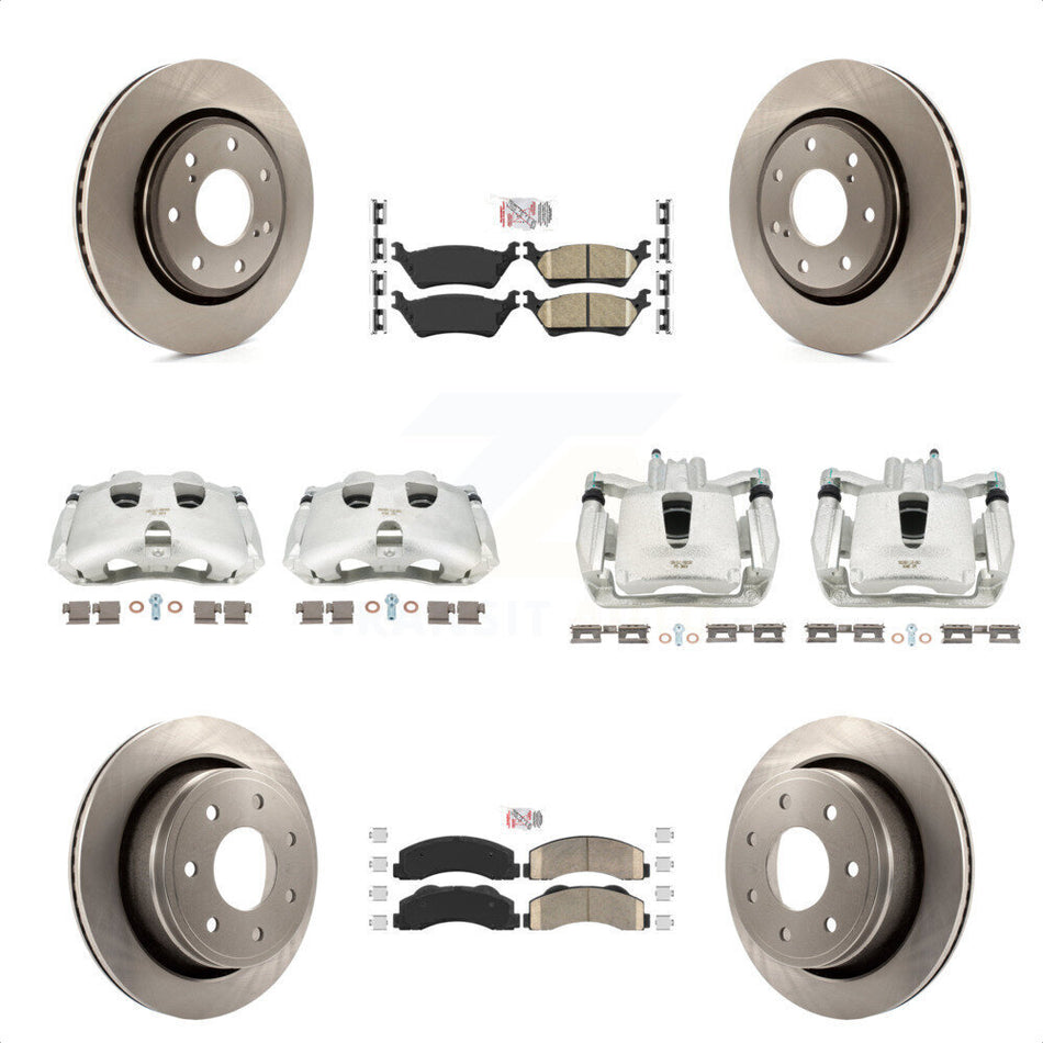 Front Rear Disc Brake Caliper Rotors And Ceramic Pads Kit (10Pc) For 2012-2014 Ford F-150 With 7 Lug Wheels KC8-101968N by Transit Auto