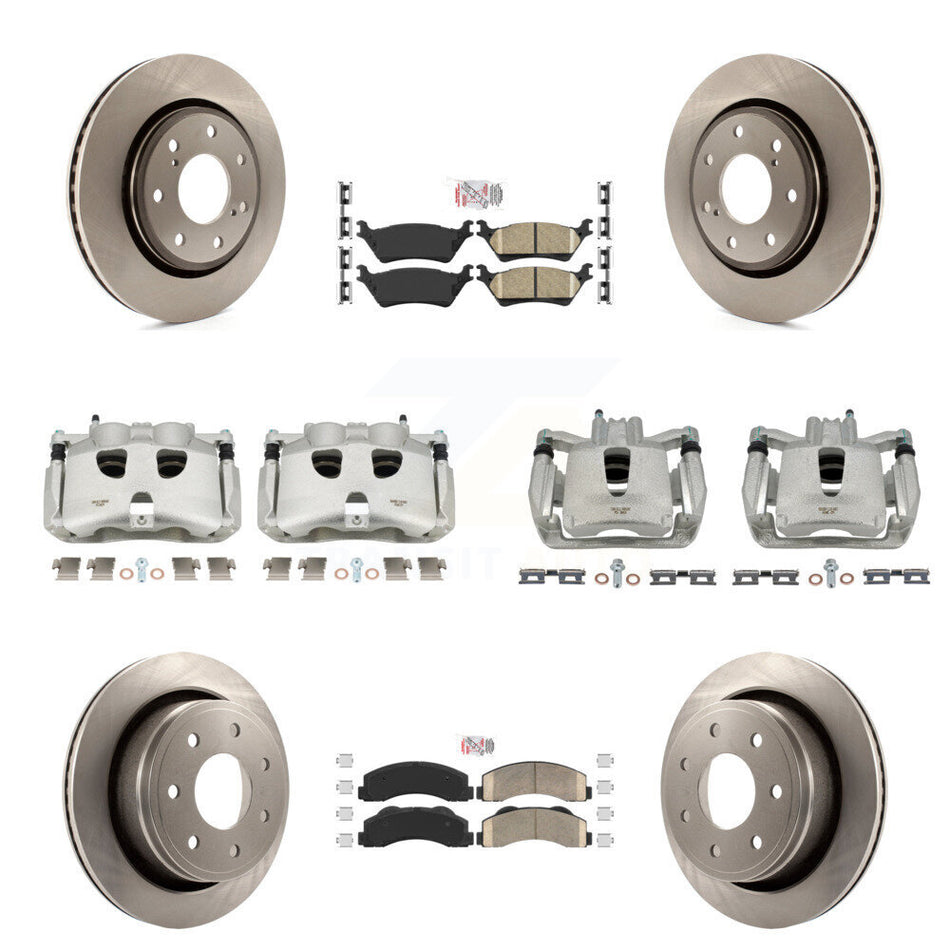 Front Rear Disc Brake Caliper Rotors And Ceramic Pads Kit (10Pc) For 2012-2014 Ford F-150 With 7 Lug Wheels KC8-101968N