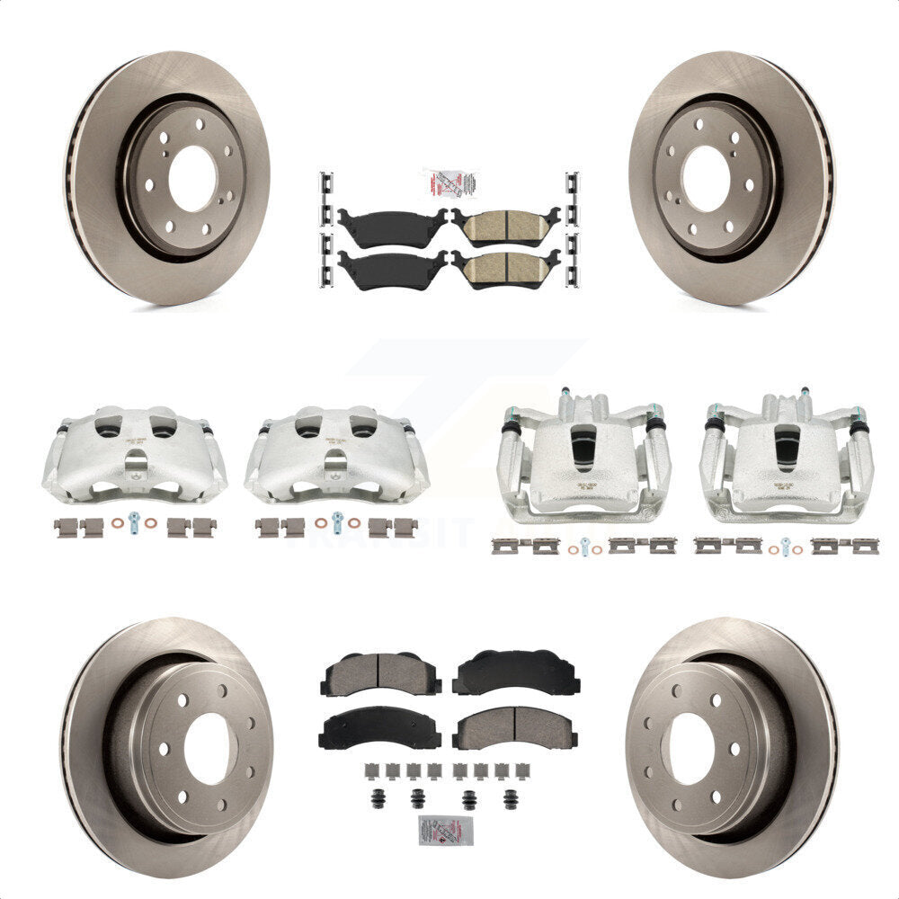 Front Rear Disc Brake Caliper Rotors And Ceramic Pads Kit (10Pc) For 2012-2014 Ford F-150 With 7 Lug Wheels KC8-101969N by Transit Auto