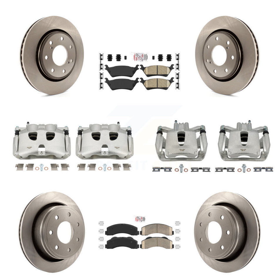 Front Rear Disc Brake Caliper Rotors And Ceramic Pads Kit (10Pc) For 2012-2014 Ford F-150 With 7 Lug Wheels KC8-101971N