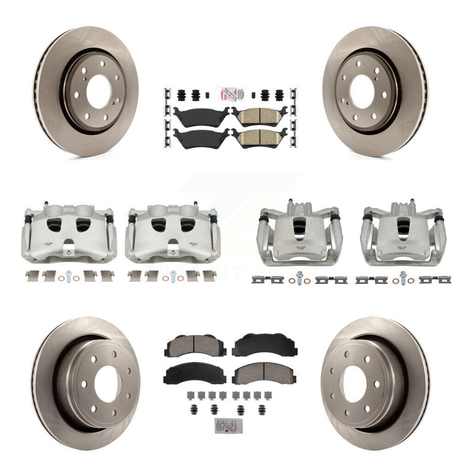 Front Rear Disc Brake Caliper Rotors And Ceramic Pads Kit (10Pc) For 2012-2014 Ford F-150 With 7 Lug Wheels KC8-101972N