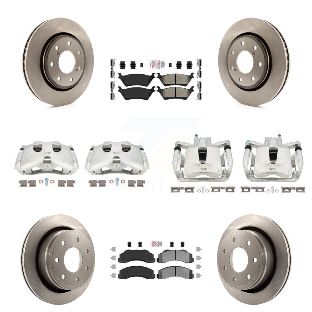 Front Rear Disc Brake Caliper Rotors And Semi-Metallic Pads Kit (10Pc) For 2012-2014 Ford F-150 With 7 Lug Wheels KC8-101973N by Transit Auto