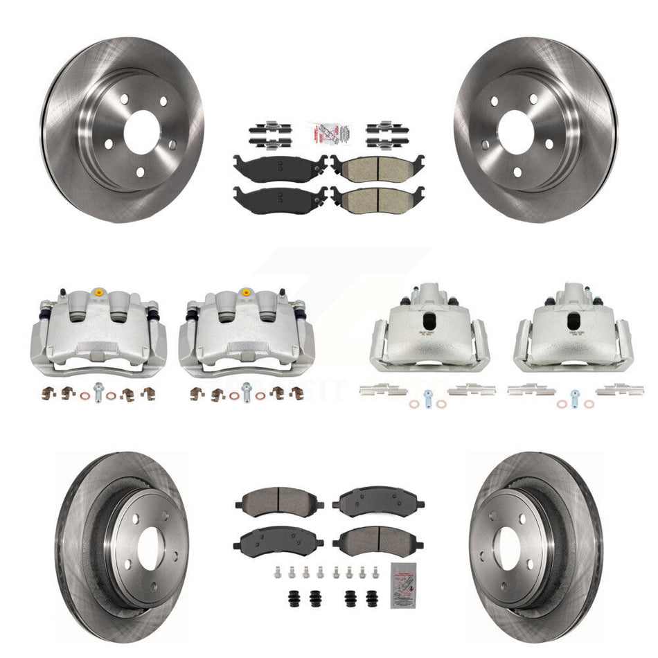 Front Rear Brake Caliper Rotor & Semi-Metallic Pad Kit (10Pc) For Ram 1500 Classic Dodge KC8-101984N
