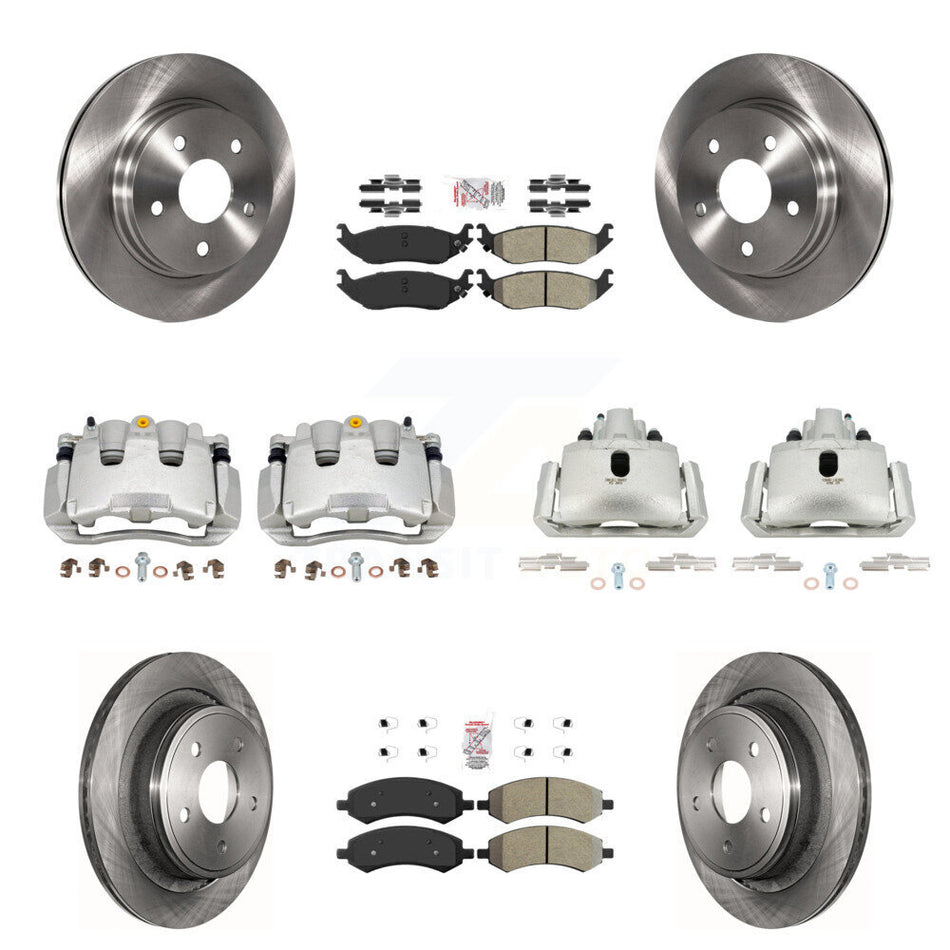 Front Rear Brake Caliper Rotor & Semi-Metallic Pad Kit (10Pc) For Ram 1500 Classic Dodge KC8-101985N