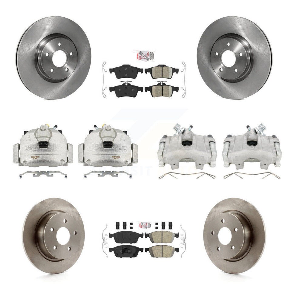 Front Rear Disc Brake Caliper Rotors And Ceramic Pads Kit (10Pc) For Ford Escape KC8-102027N