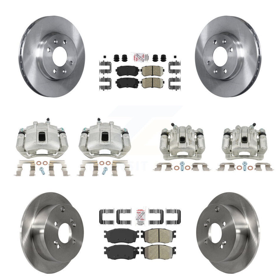 Front Rear Disc Brake Caliper Rotors And PADSMATERIAL Pads Kit (10Pc) For Hyundai Accent Kia Rio Rio5 KC8-102039N