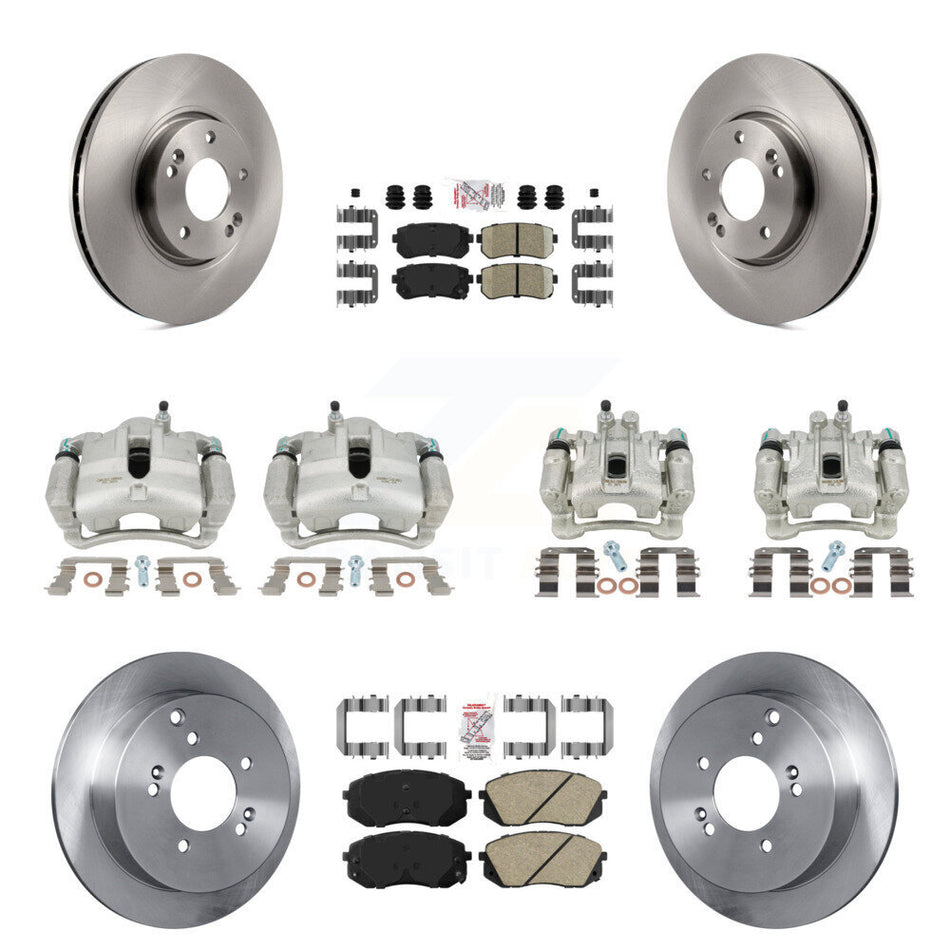 Front Rear Disc Brake Caliper Rotors And Ceramic Pads Kit (10Pc) For Hyundai Tucson Kia Sportage KC8-102043N
