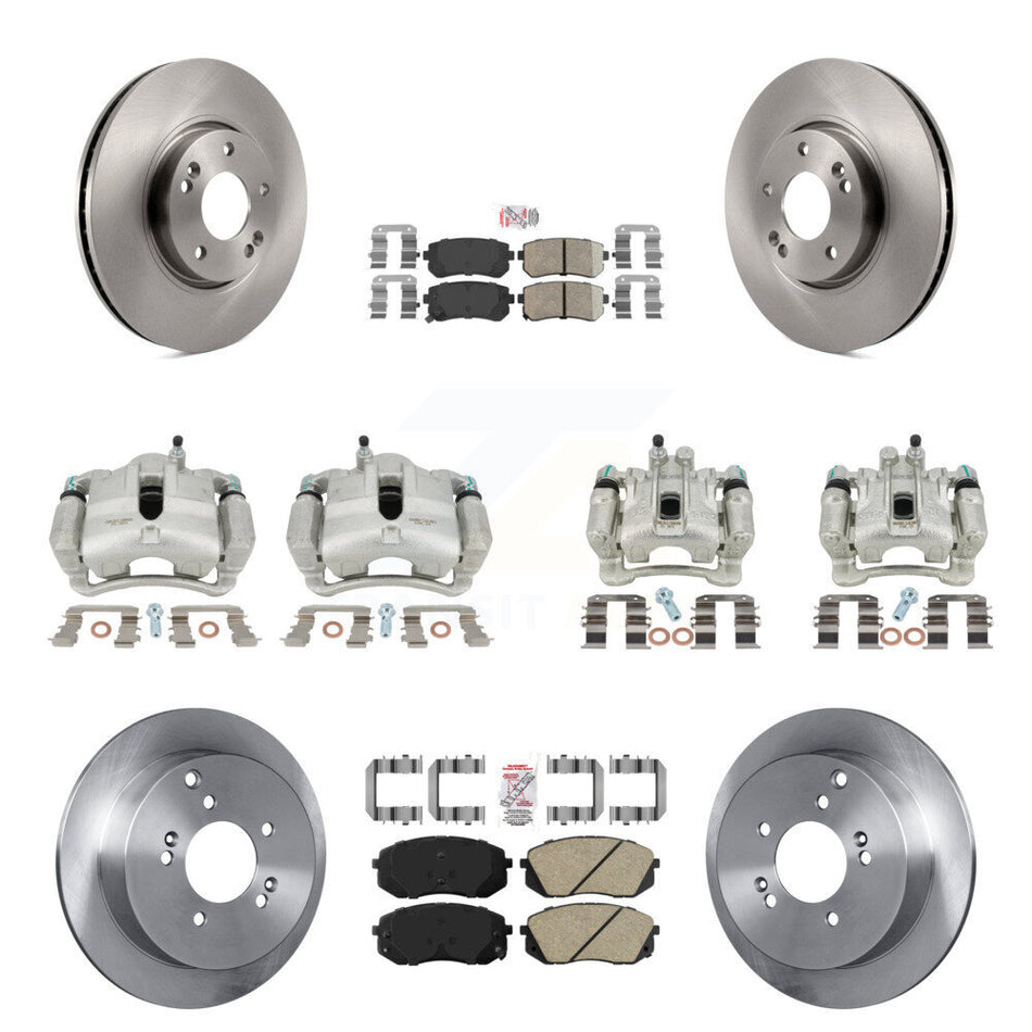 Front Rear Disc Brake Caliper Rotors And Ceramic Pads Kit (10Pc) For Hyundai Tucson Kia Sportage KC8-102044N