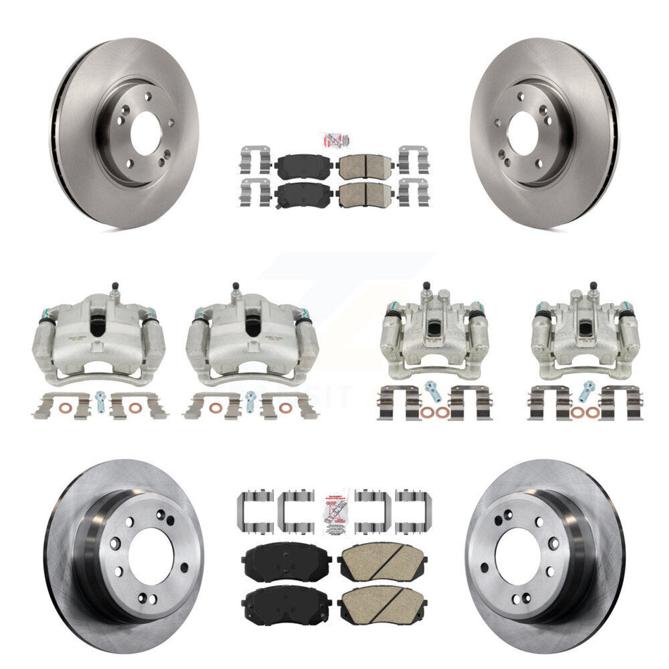 Front Rear Disc Brake Caliper Rotors And Ceramic Pads Kit (10Pc) For Kia Sportage Hyundai Tucson KC8-102048N