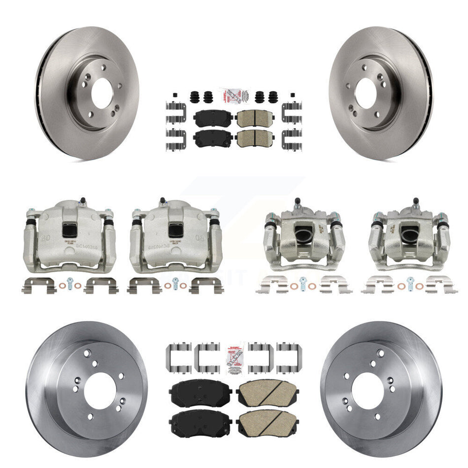 Front Rear Brake Caliper Rotors Ceramic Pad Kit (10Pc) For 16 Kia Sportage AWD with 2.4L KC8-102055N
