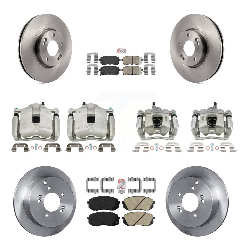 Front Rear Brake Caliper Rotors Ceramic Pad Kit (10Pc) For 16 Kia Sportage AWD with 2.4L KC8-102057N