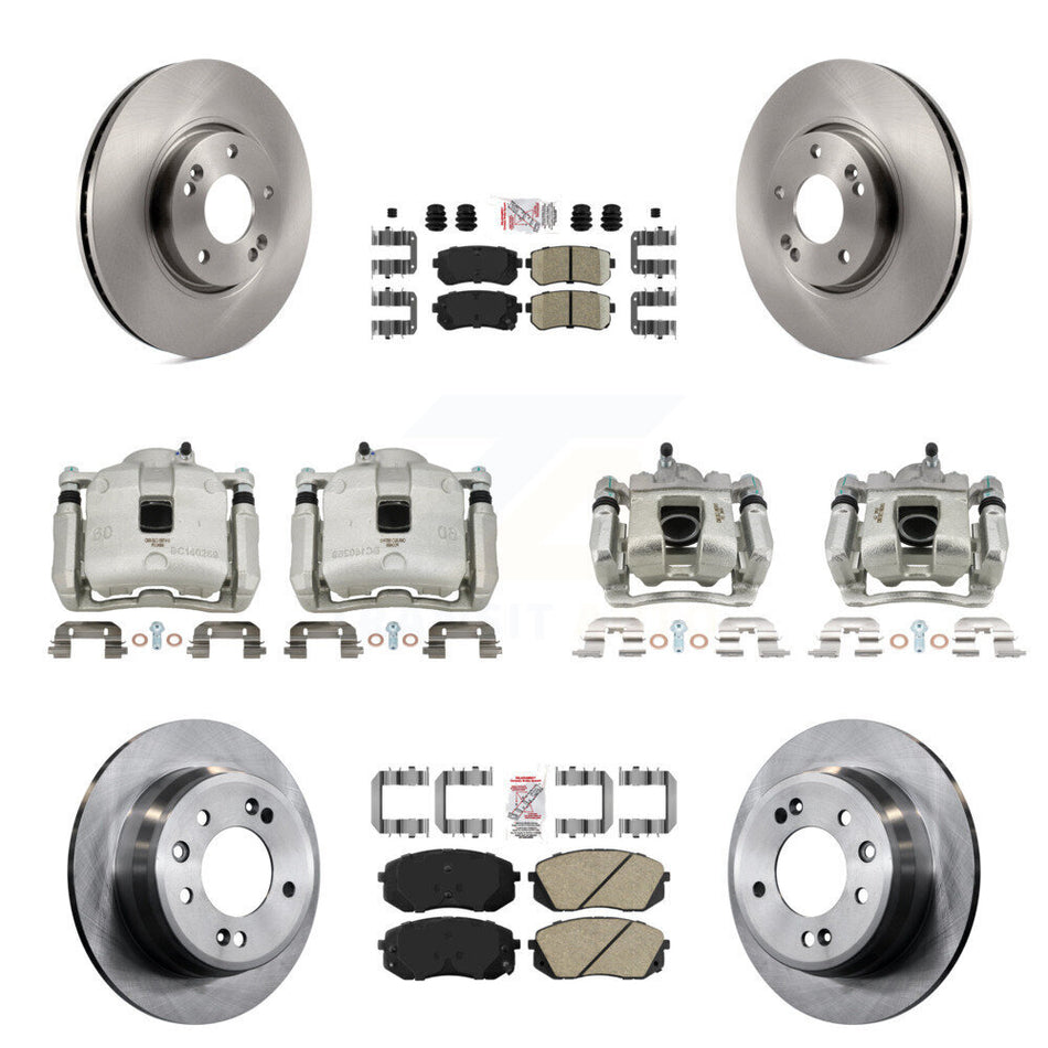 Front Rear Brake Caliper Rotors Ceramic Pad Kit (10Pc) For 16 Kia Sportage FWD with 2.4L KC8-102063N