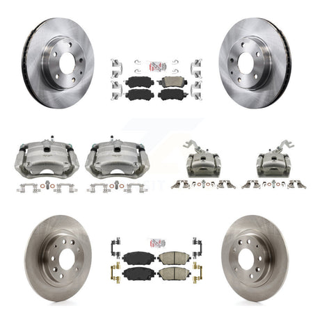 Front Rear Disc Brake Caliper Rotors Ceramic Pad Kit (10Pc) For 2016-2018 Mazda CX-3 FWD KC8-102068N