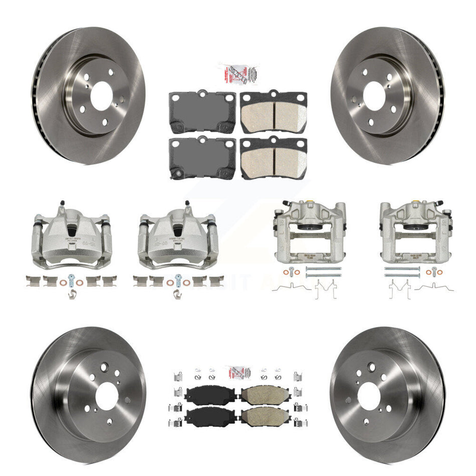 Front Rear Brake Caliper Rotors & Ameribrakes Pad Kit (10Pc) For 2010-2013 Lexus IS250 C KC8-102071N